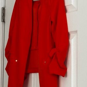 Vibrant Orange Open Front Blazer